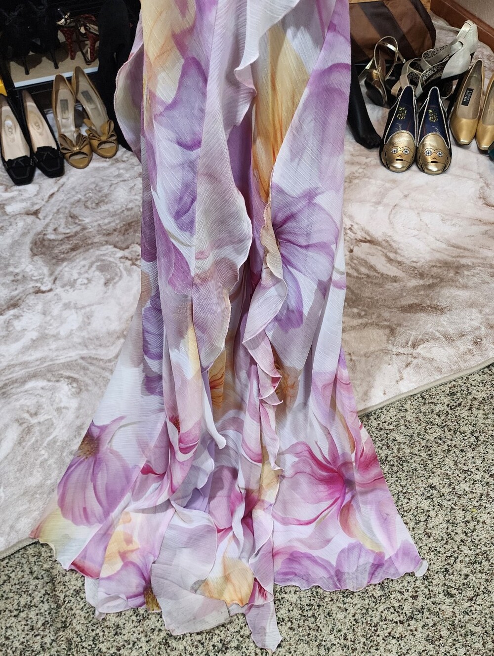 Mango Pink Lavender Floral Ruffle Maxi Dress - Picture 9 of 16